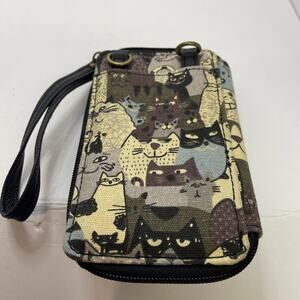Unionbay Zip Around Bifold Wallet Cat Design w/ Wrist Strap